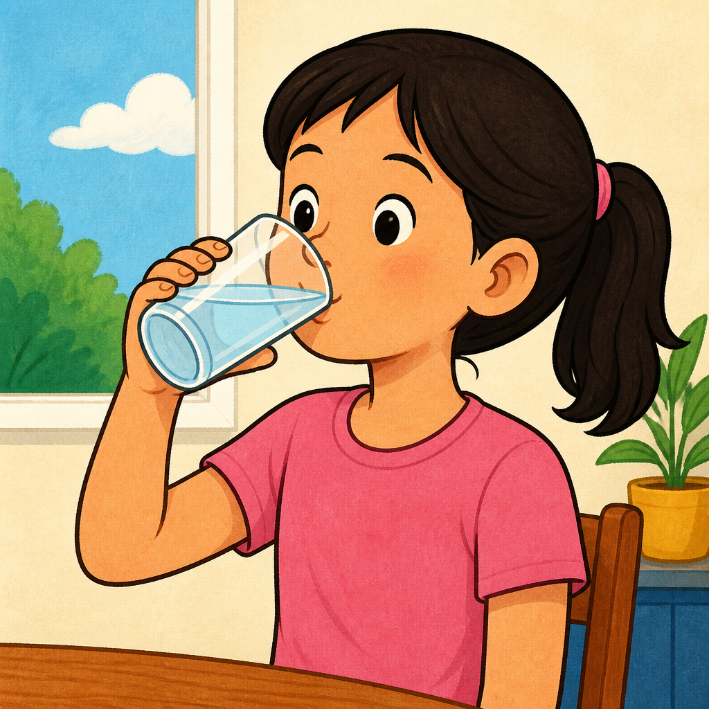 물을 마시는 소녀 그림
